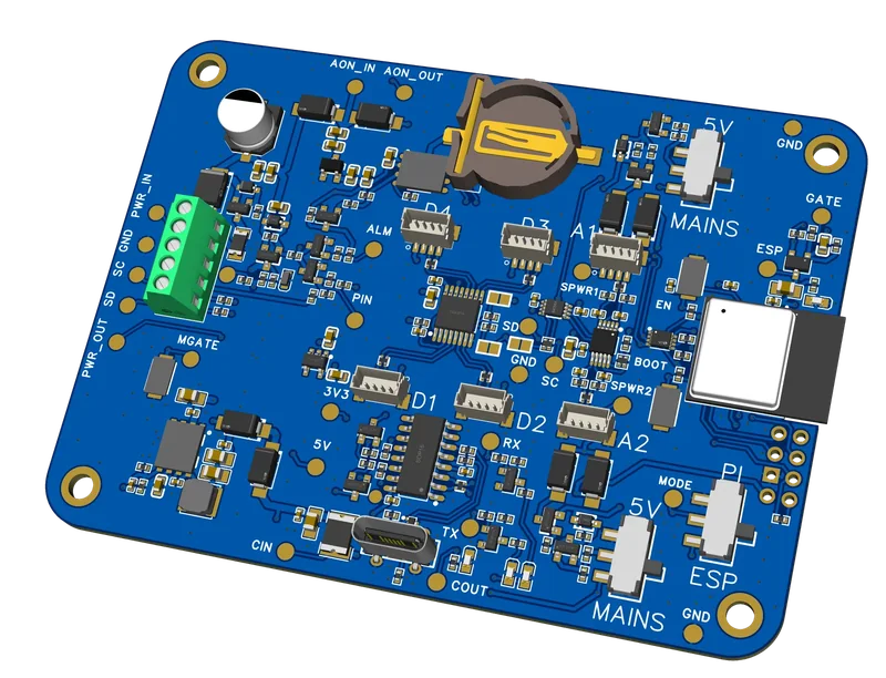 ecoPi Sense environmental sensor module PCB render