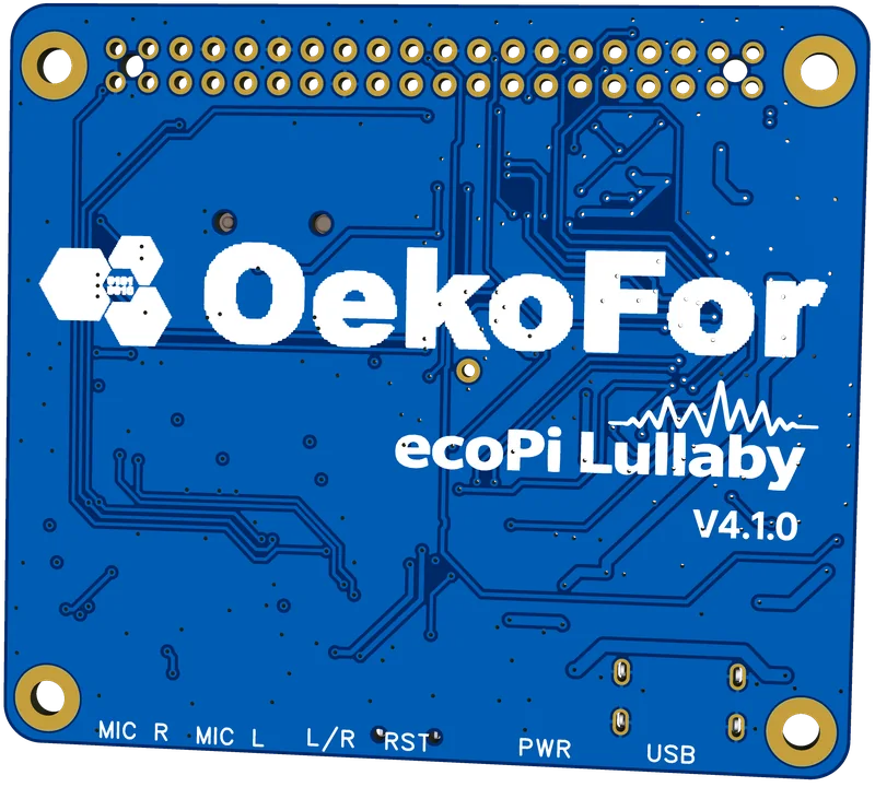 Underside of the ecoPi Lullaby Raspberry Pi HAT, version 4.1.0